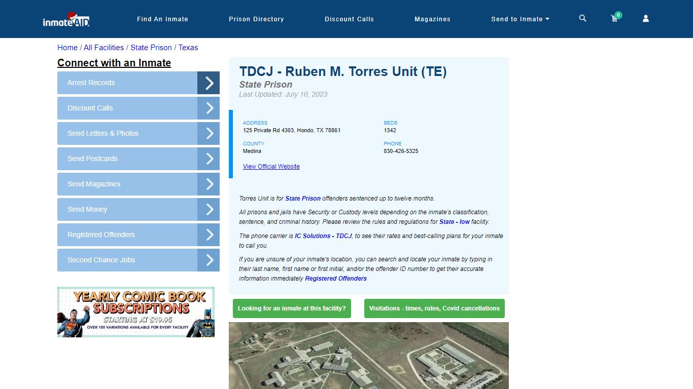 TDCJ - Ruben M. Torres Unit (TE) & Inmate Search - Hondo, TX